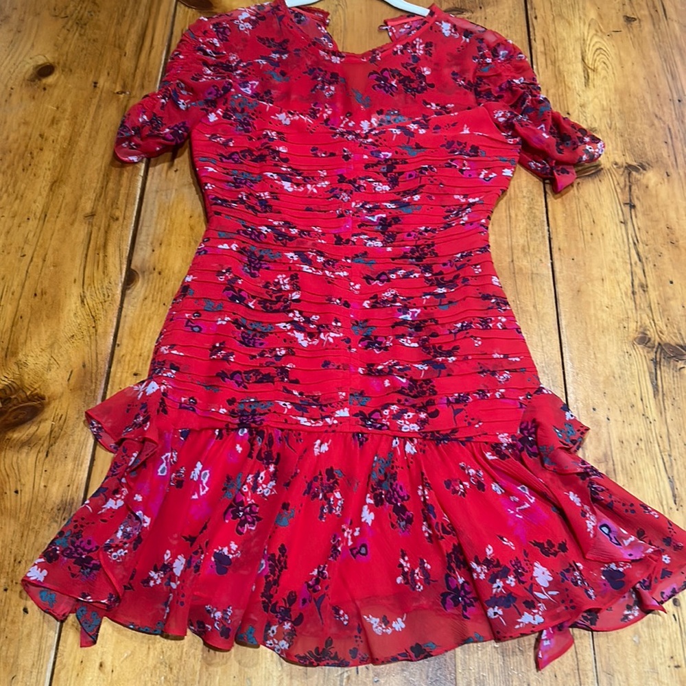 Tanya Taylor Red Floral Dress size 2